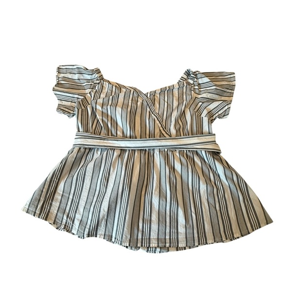 Lane Bryant Off-Shoulder Striped Wrap Top Plus Size 24| Cotton Blend Tie Waist - Picture 5 of 15